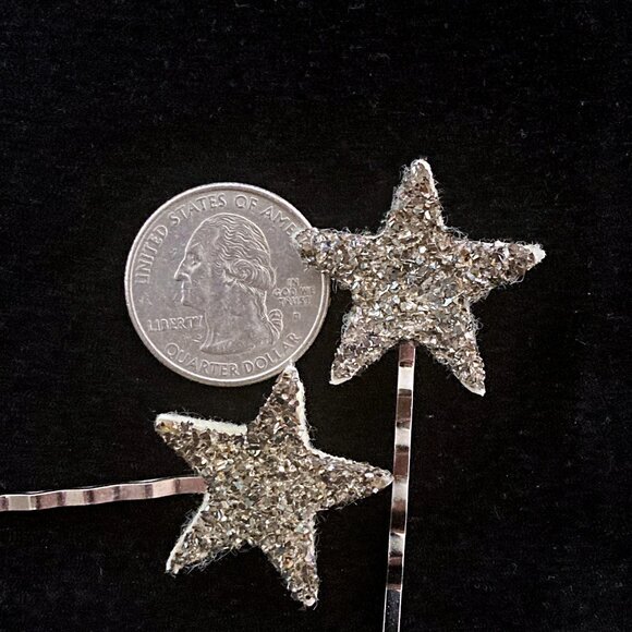 UNUSED Sterling + VTG Glass STAR Hair Clips Ornaments  Catbird Sue Eggen Ltd Ed - Picture 2 of 7